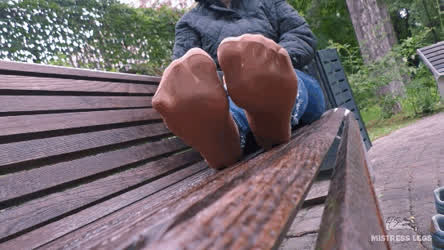 My cute soles in nylon socks outdoor