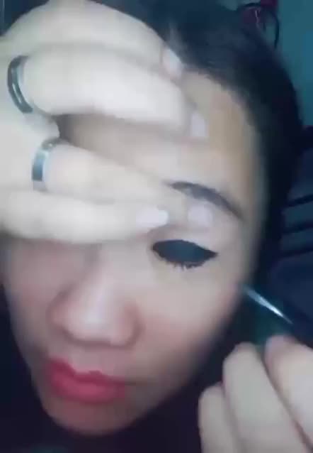 Putting on makeup