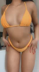 Just a big titty Filipina having some fun in her itty bitty yellow bikini