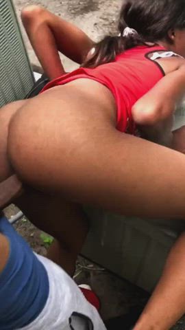 bbc ebony outdoor public standing doggy teen r/caughtpublic r/fuckoutdoors gif