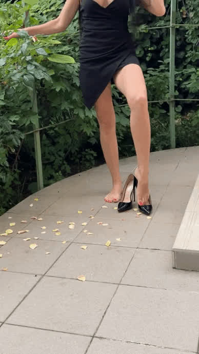 feet feet fetish goddess heels high heels legs long legs outdoor sexy tease gif