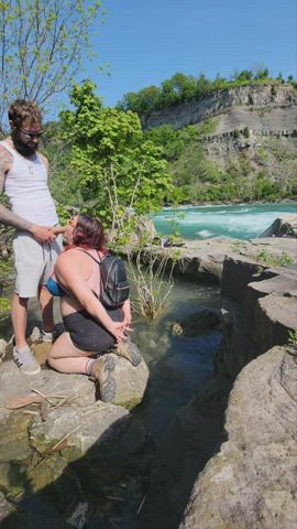 across the river is America, some hikers got a good show