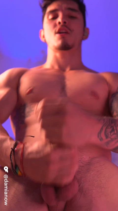 close up hardcore homemade jerk off male masturbation masturbating muscles saliva