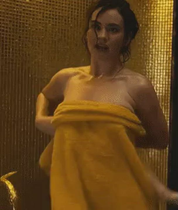 Lily James Tease Towel gif