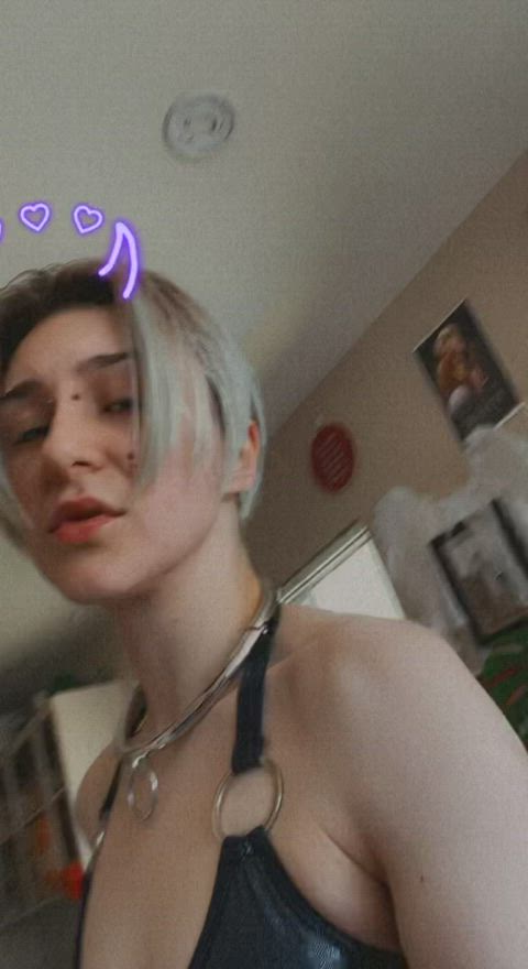 alternative emo lingerie small tits teasing trans punk white hair gif