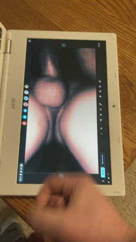 Cumtribute surprise, sex, Deep penetration, stranger cum, threesome (NSFW) GIF by