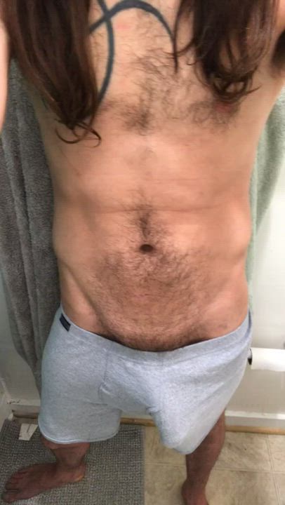 Big Dick Dom Long Hair Shower Solo Teasing Thick Cock gif