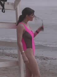 Alexandra Daddario Beach Swimsuit gif