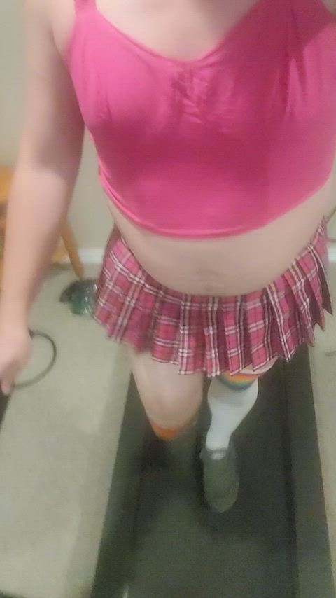 femboy sissy skirt workout gif