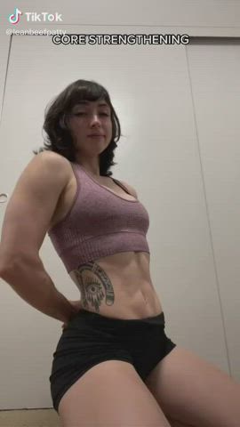 abs brunette fitness muscular girl sfw tiktok workout gif