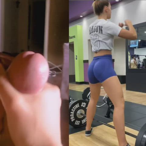 babecock cum cumshot fitness gym handjob shorts tiktok twerking gif