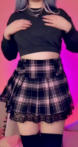 I could take the skirt off... or I could just lift it like this so you can fuck me