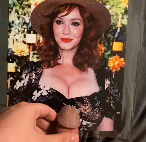 big tits christina hendricks christmas cum on tits cumshot tribute gif