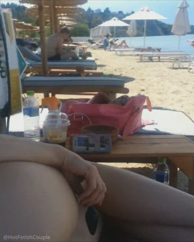 Anal Beach Bikini Butt Plug Flashing Public gif