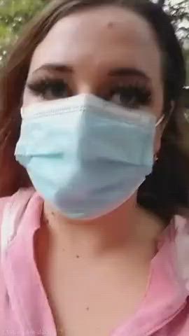 Condom Cum In Mouth Mask Outdoor gif