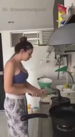 amateur girlfriend kissing kitchen gif