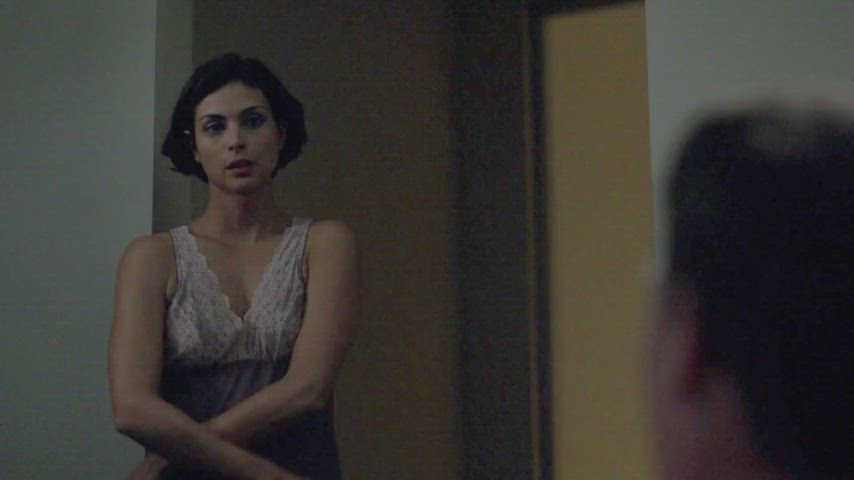 bed sex celebrity morena baccarin natural tits nipples riding gif