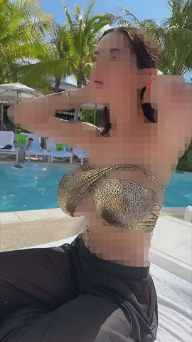 What do you enjoy more, her pixelated skin or the uncensored bikini?