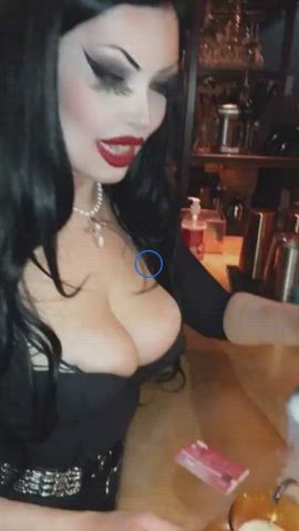 cleavage goth huge tits perky gif