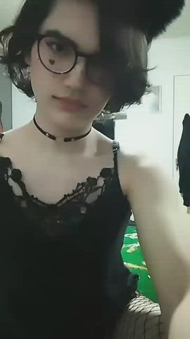 fake boobs smile r/nsfwfunny femboys gif