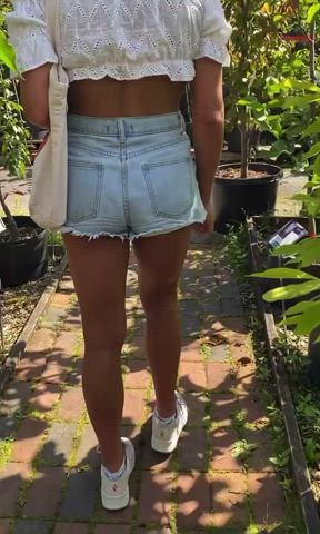 Ass Booty Jean Shorts Shorts Upskirt Voyeur gif