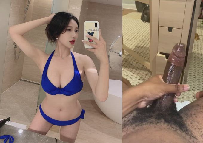 Asian BBC BabeCock Bikini Cock Milking Cum Korean Monster Cock gif