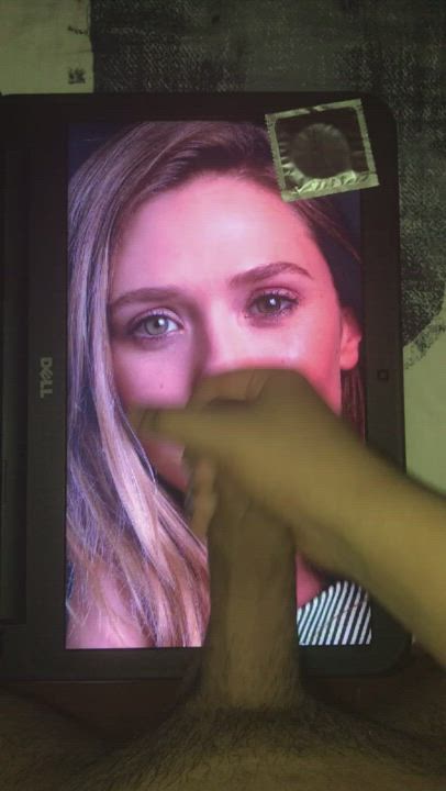 Elizabeth Olsen tastes my cock on her beautiful face??