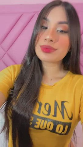 Colombian Eye Contact Latina Lips Long Hair Piercing Schoolgirl Selfie Sensual gif