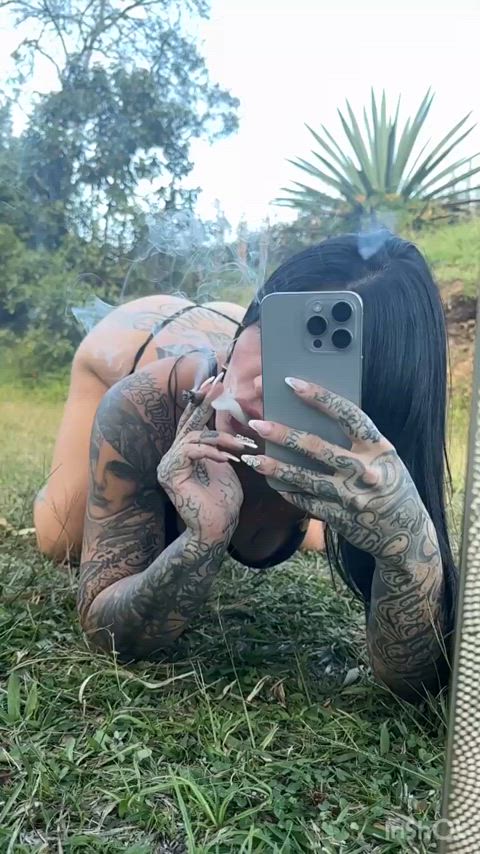 ass colombian latina mirror onlyfans smoking tattoo tattooed teen gif