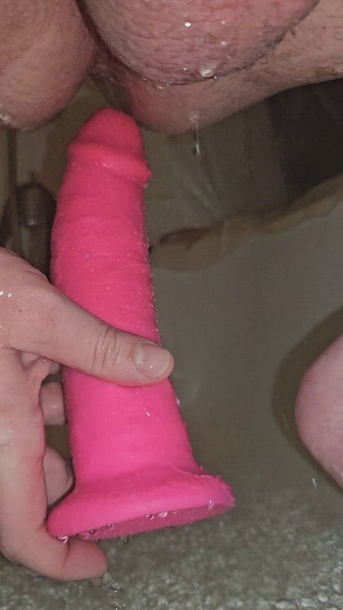 anal anal play creamy cum cumshot dildo gape gaping hands free huge dildo gif