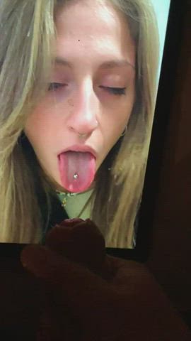 blonde blue eyes cock cum cumshot cute facial tribute gif