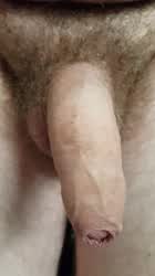 My soft hairy uncut cock wet by precum peeling foreskin