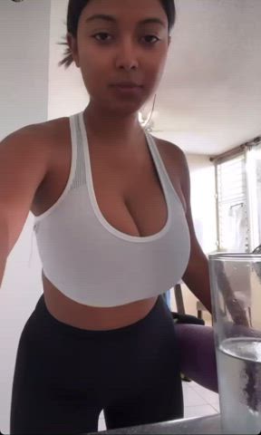Big Tits Busty Latina Puerto Rican Workout gif