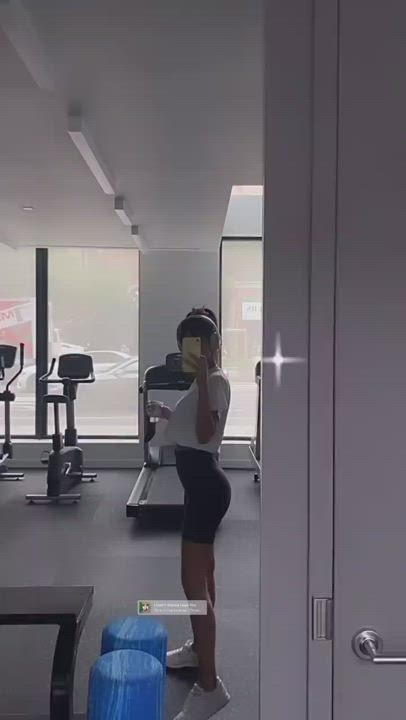 Brunette Mirror Workout gif