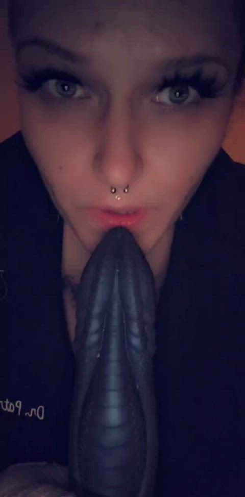 dildo sloppy sucking gif