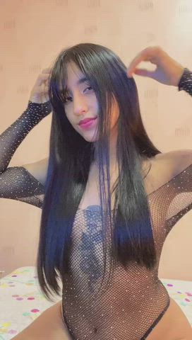 18 years old latina lingerie long hair sensual skinny step-daughter tattoo teen gif