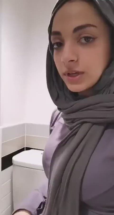 bathroom blowjob hijab selfie gif