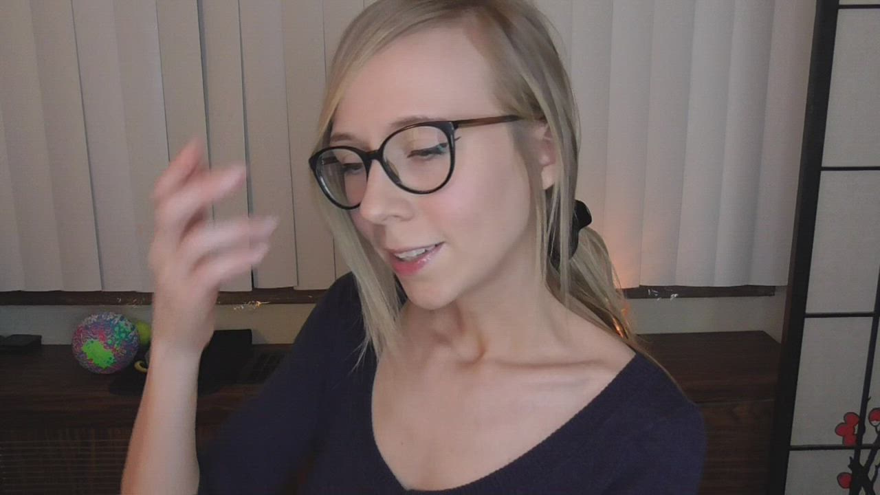 Belly Button Blonde Fetish Glasses JOI Naked Nude gif