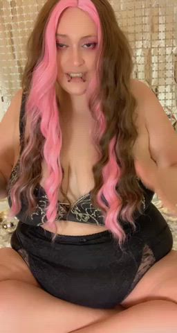 ahegao bbw barely legal bouncing tits chubby cosplay drooling spit thick gif