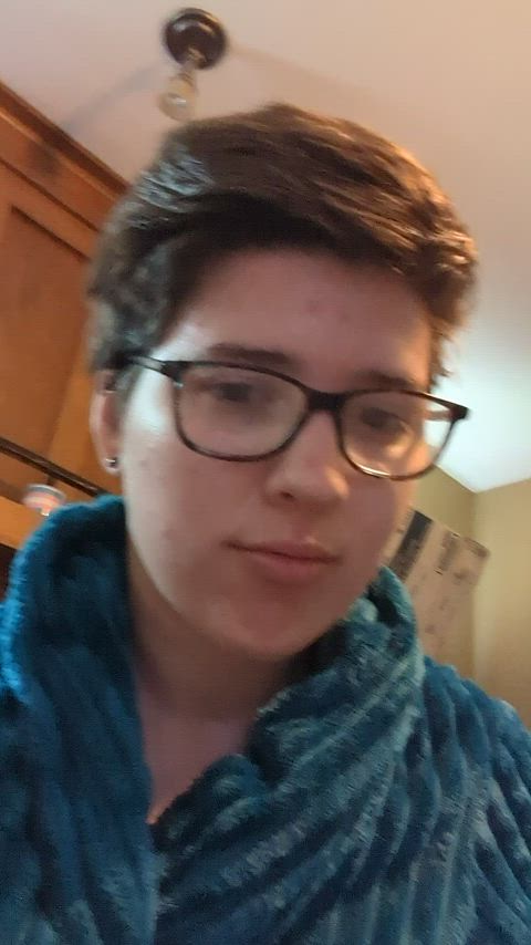 boobs glasses jiggle robe trans trans man transgender gif