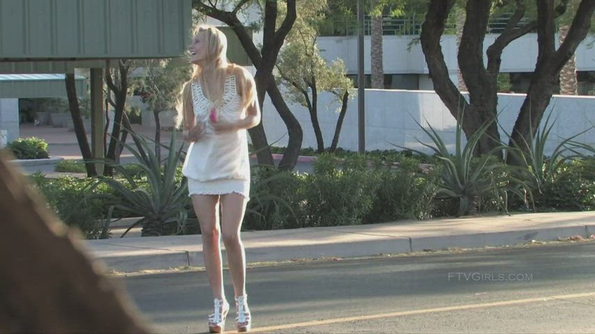 Blonde Legs Public gif