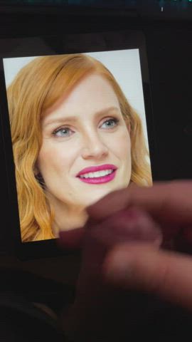 celebrity cum jessica chastain tribute gif