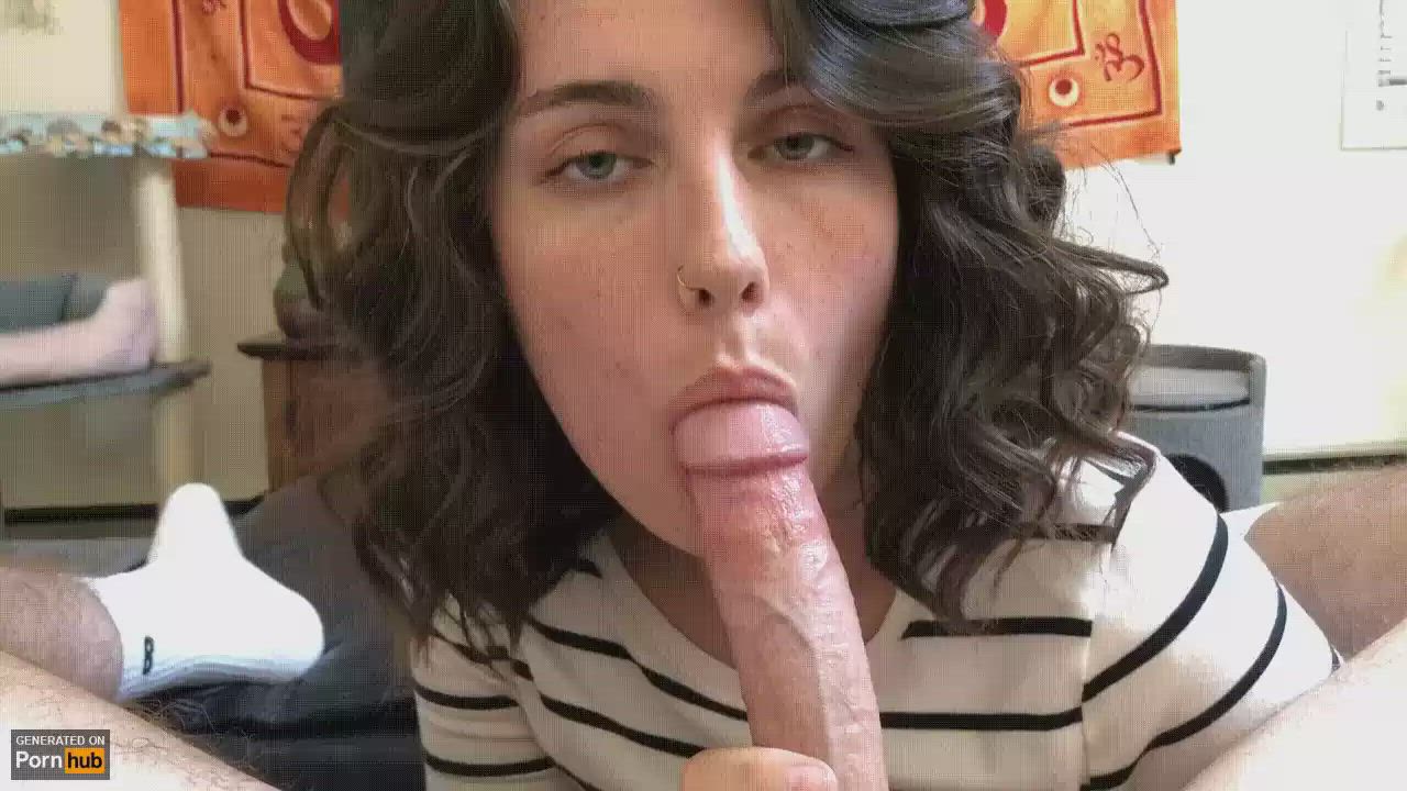 Blowjob Brunette Freckles gif