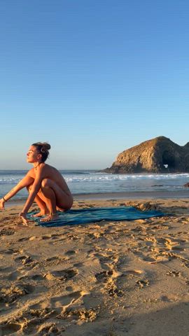 Back bend on the beach 