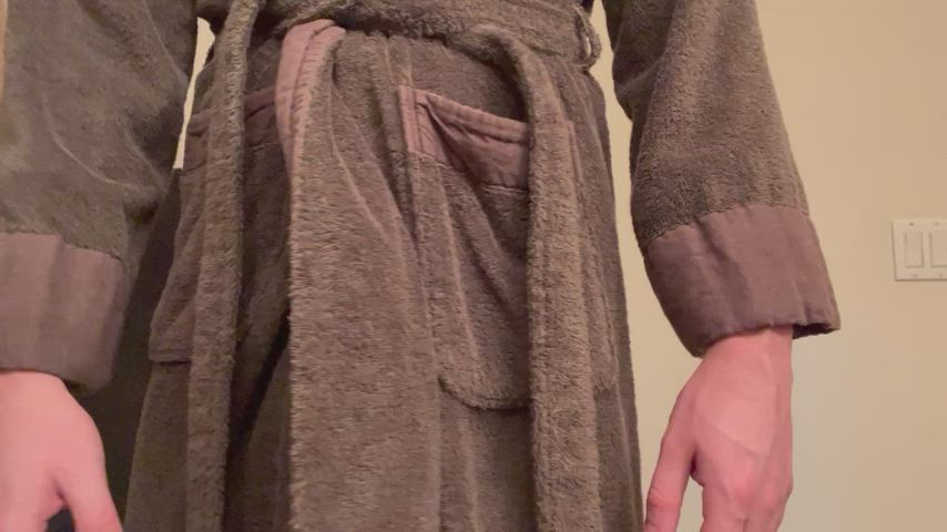bwc bathroom big dick masturbating robe solo gif