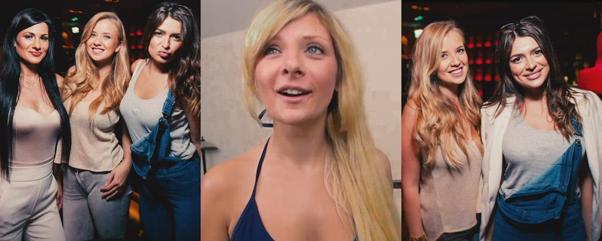amateur babe blonde blowjob cumshot facial fantasy pov split screen porn gif