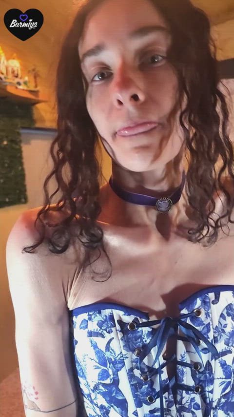 amateur babe brunette corset cute onlyfans petite phat ass pussy tease gif