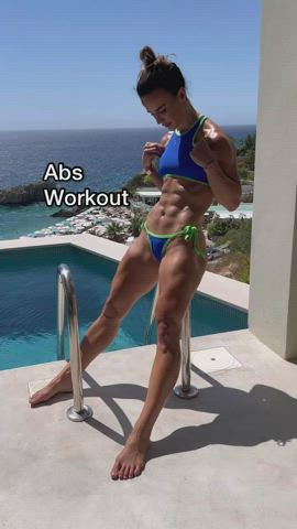 albanian bikini european fitness muscular girl pool tanned workout gif
