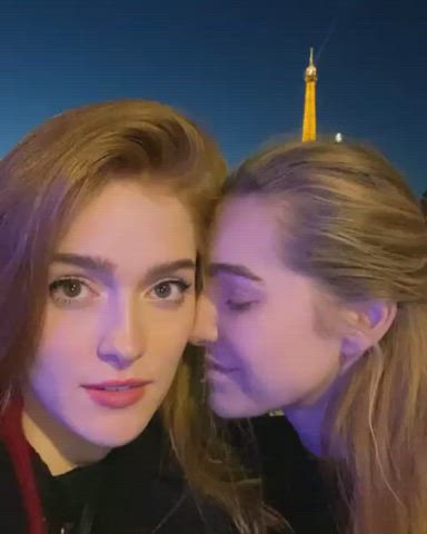 cute girlfriend girlfriends kiss kissing lesbian lesbians lips gif
