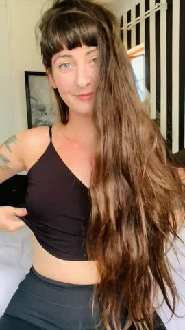 brunette tattoo tits gif